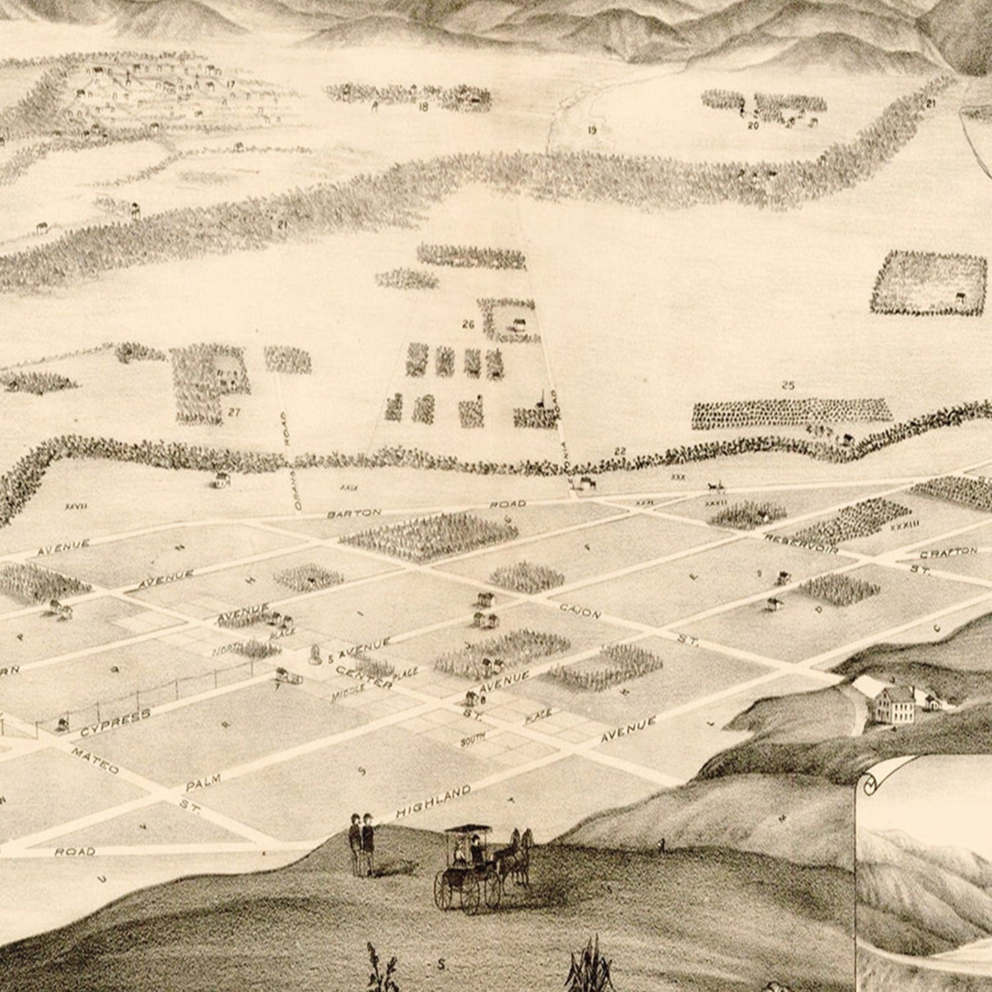 Vintage Map of Redlands, California, 1882