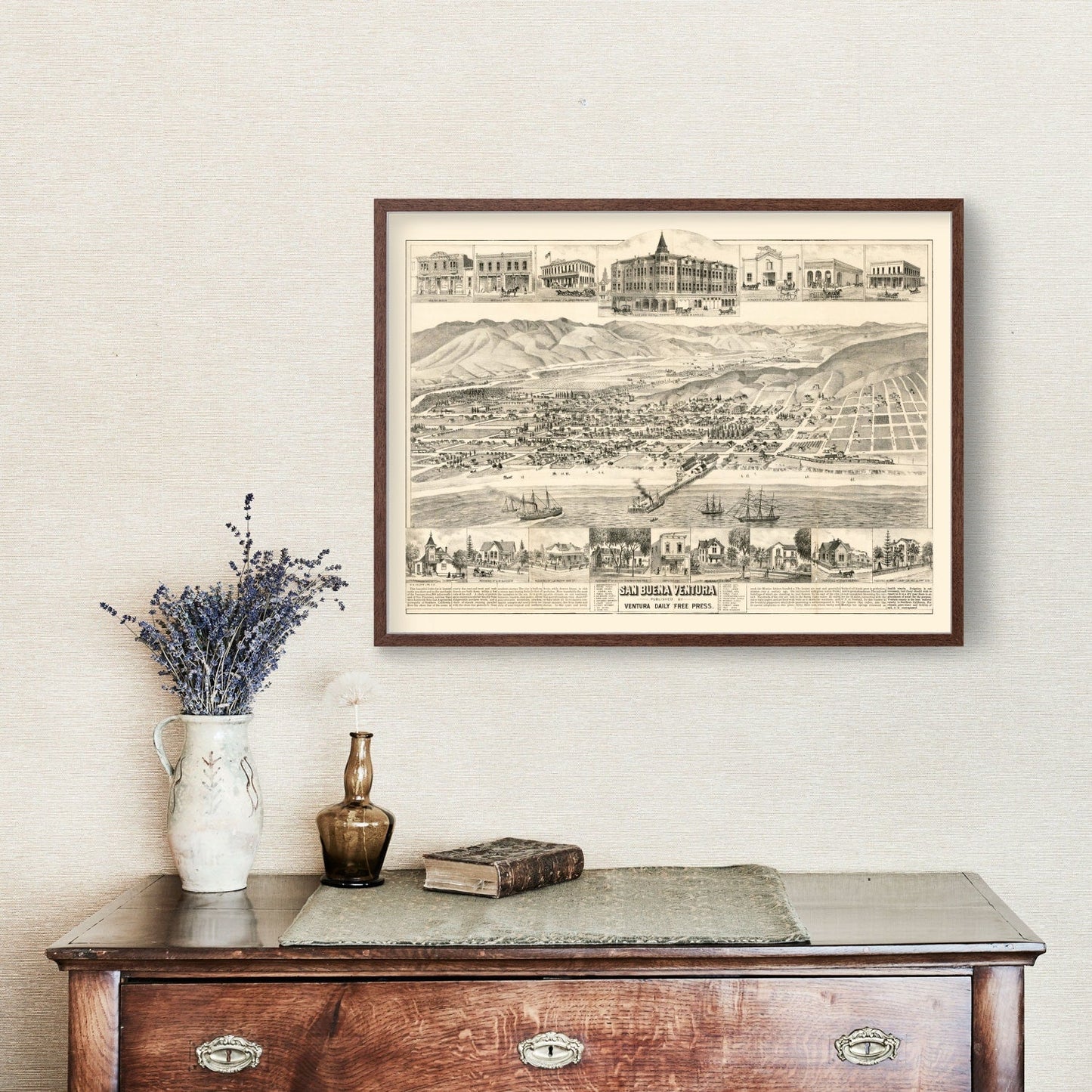 Vintage Map of San Buenaventura, California, 1884 II