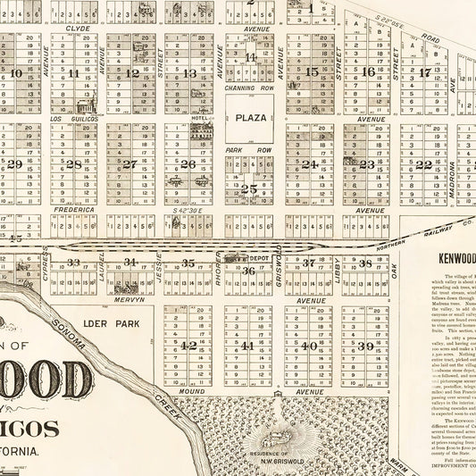 Vintage Map of Kenwood, California, 1887