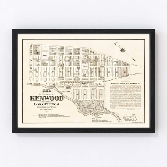 vintage map of Kenwood, California, 1887