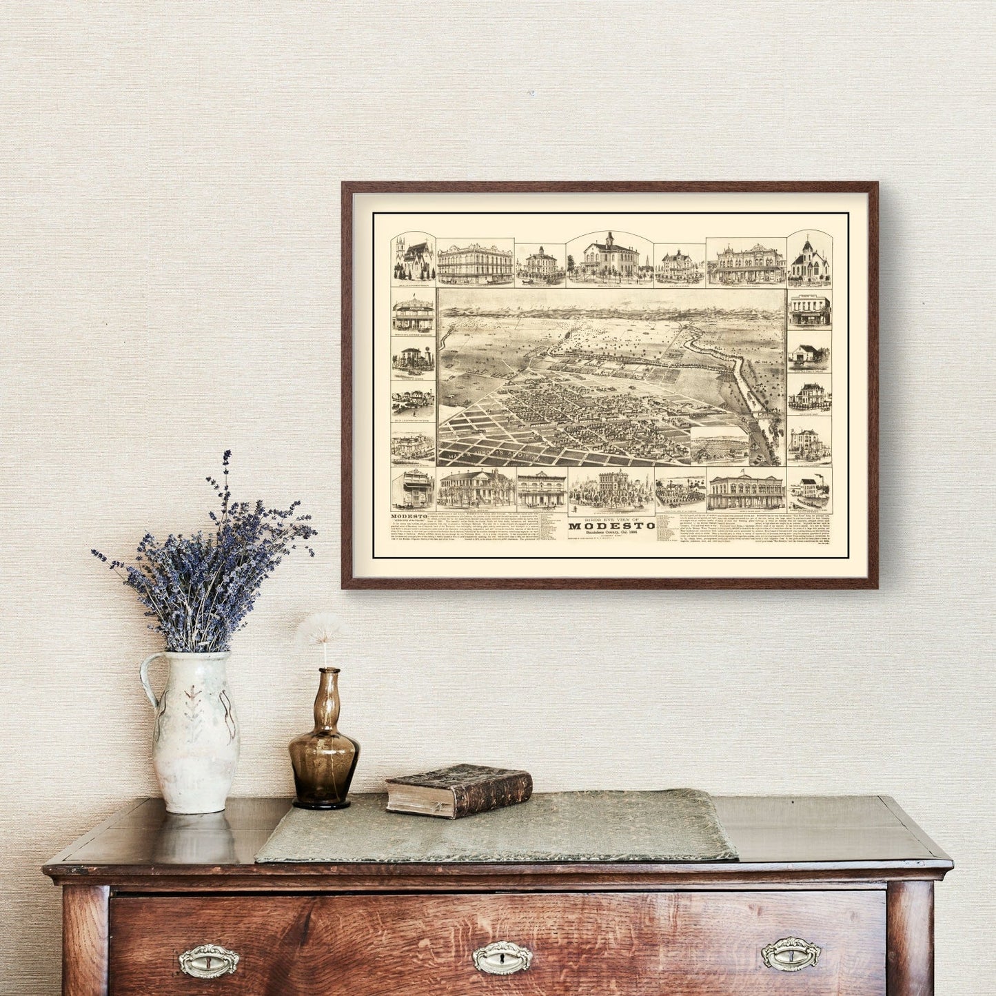 Vintage Map of Modesto, California, 1888 (v2)
