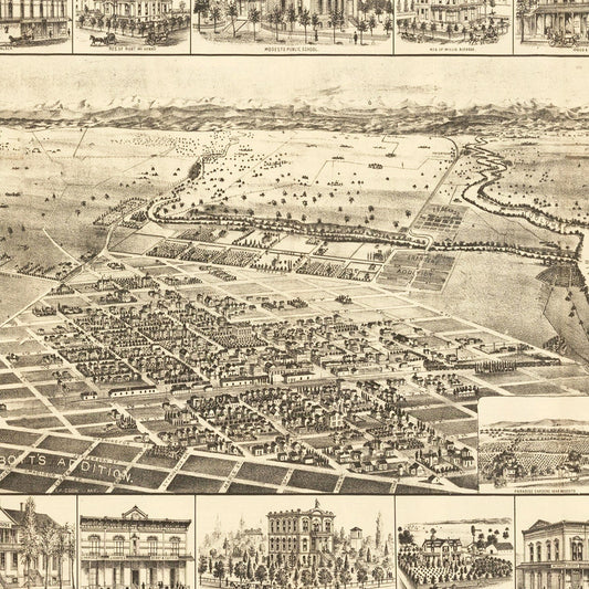 Vintage Map of Modesto, California, 1888 (v2)