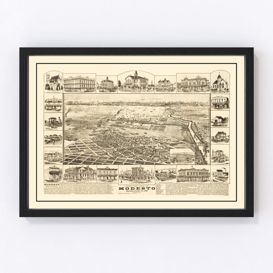 Vintage map of Modesto, California, 1888