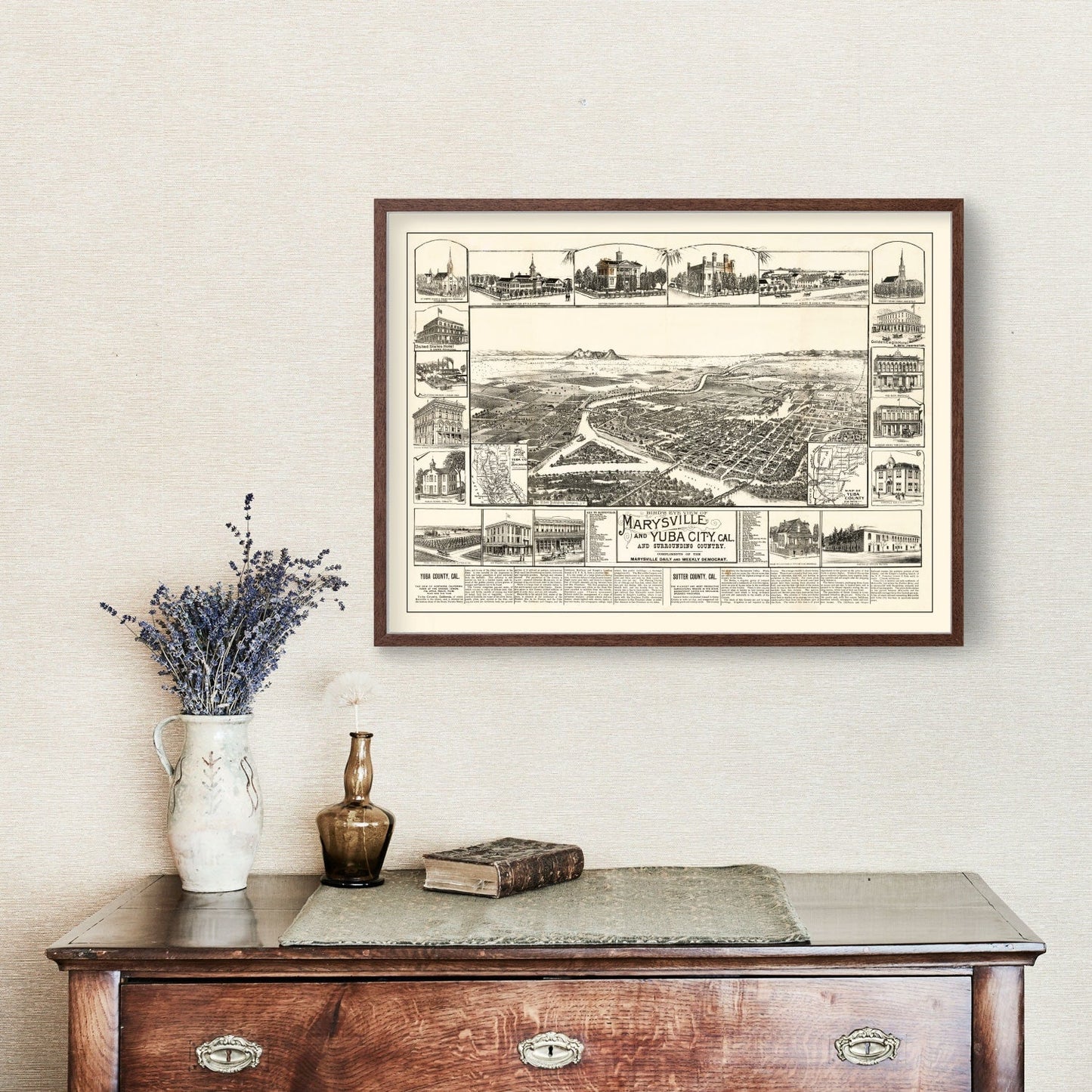 Vintage Map of Yuba California, 1888
