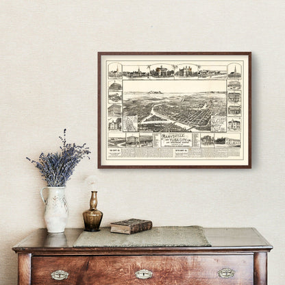 Vintage Map of Yuba California, 1888