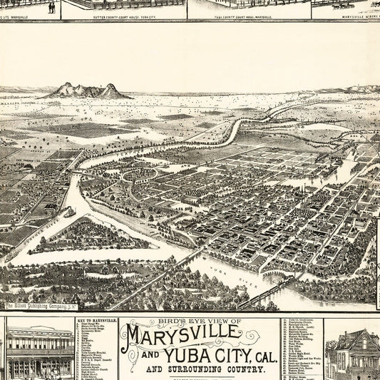 Vintage Map of Yuba California, 1888