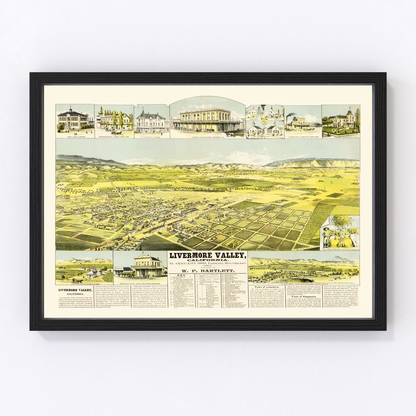 vintage map of Livermore, California, 1889