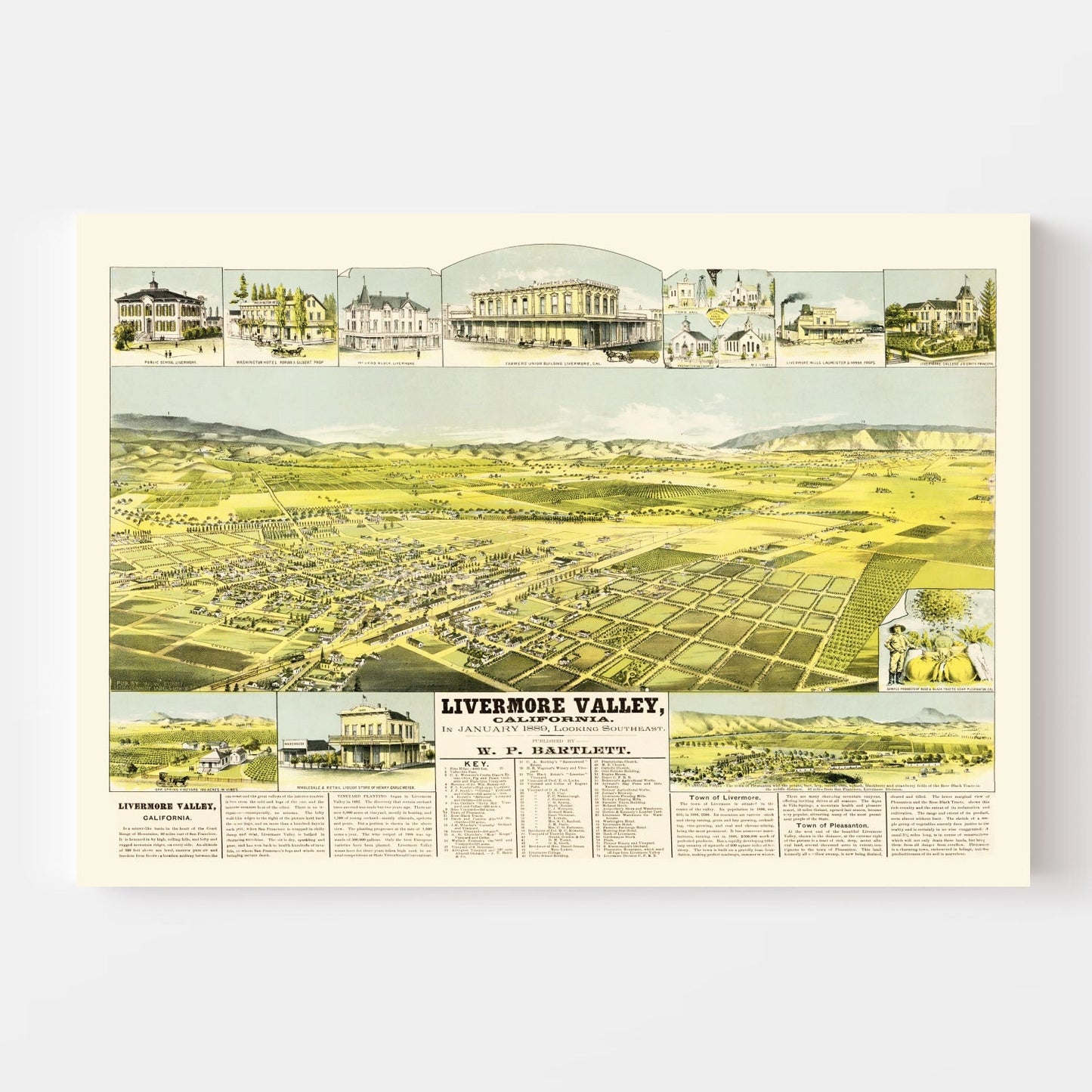 Vintage Map of Livermore, California, 1889