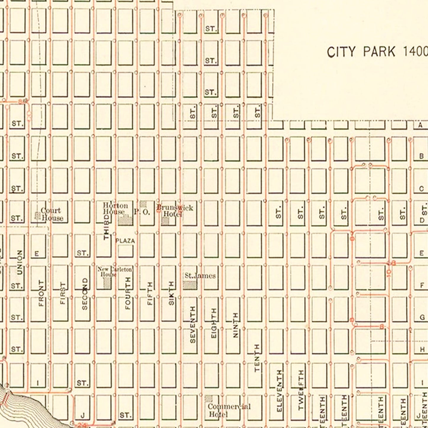 Vintage Map of San Diego, California, 1891