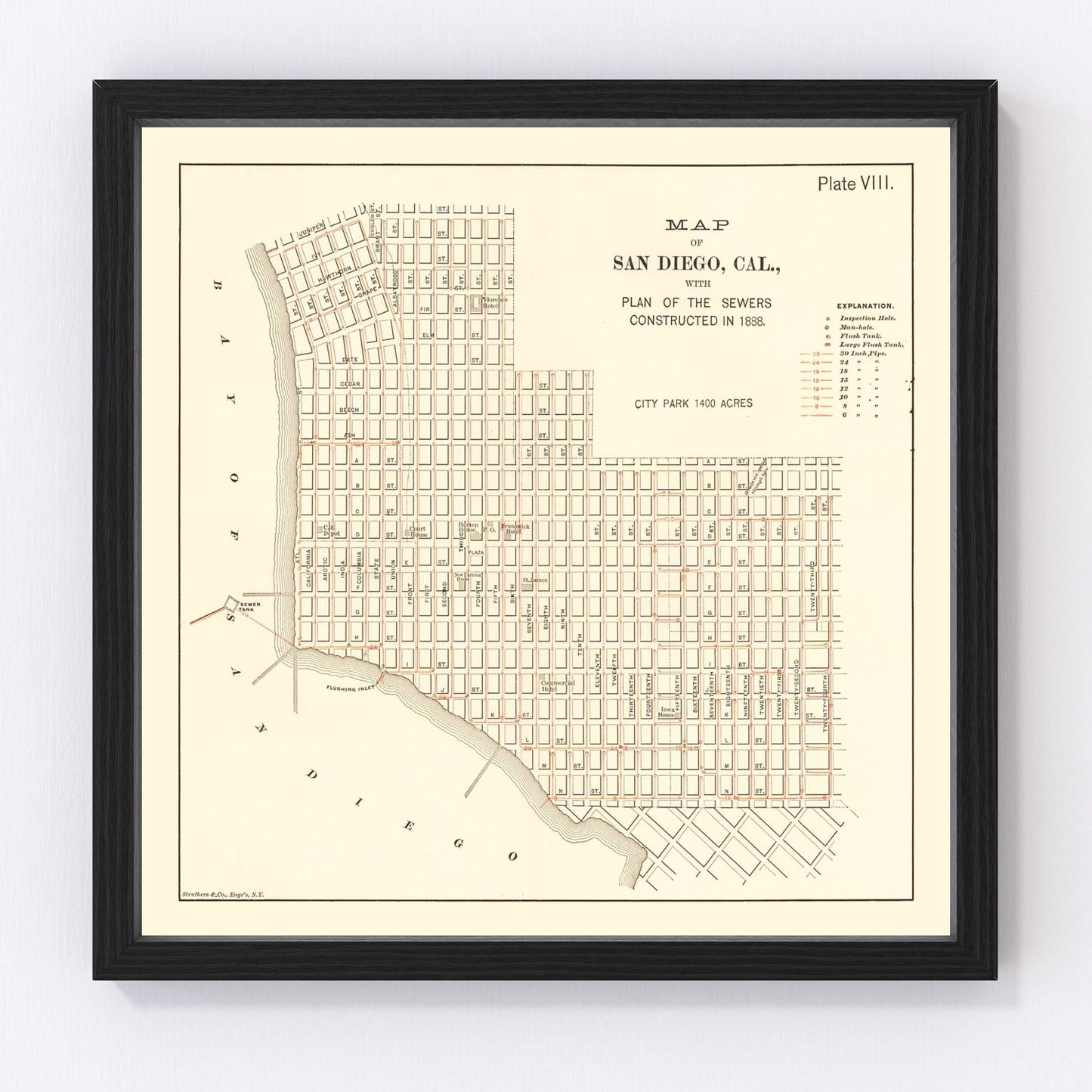 vintage map of San Diego, California, 1891
