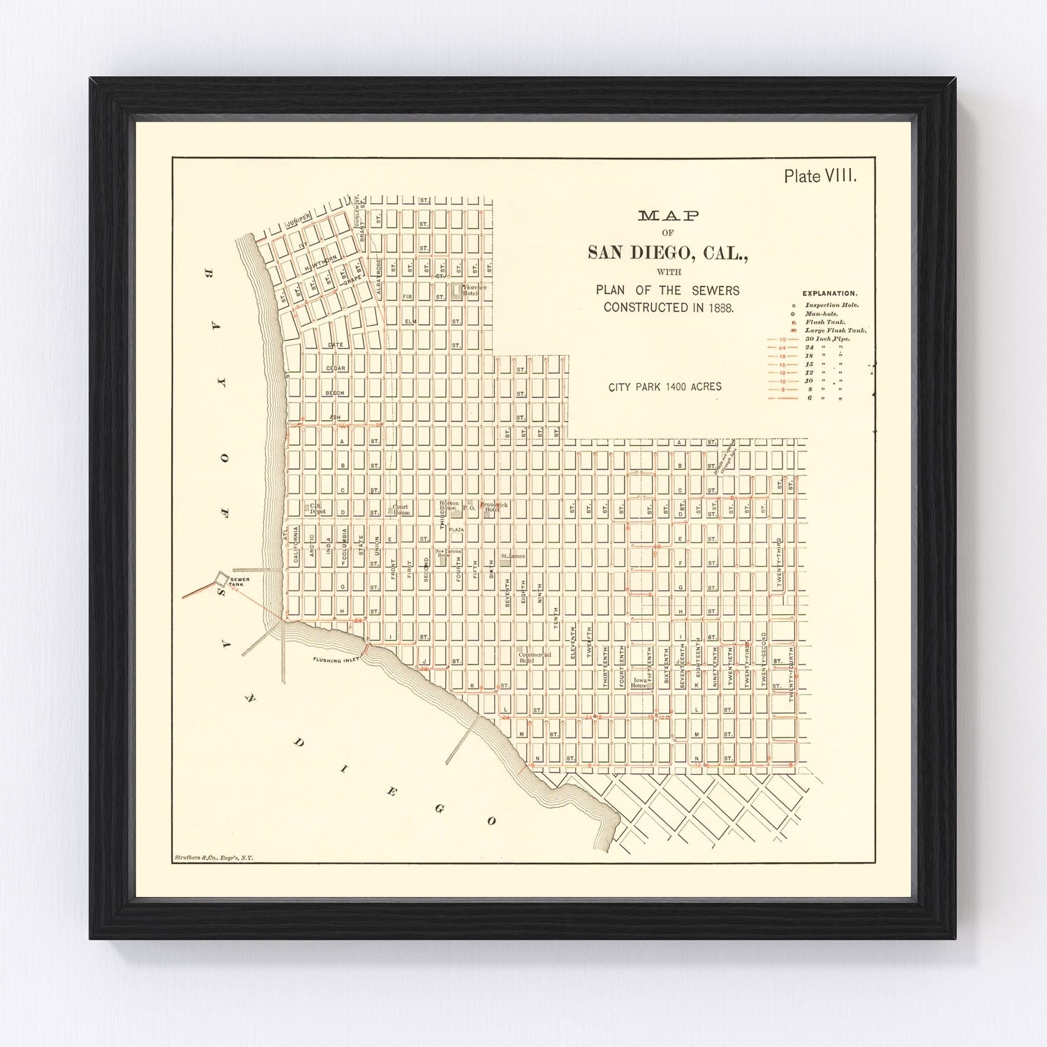 vintage map of San Diego, California, 1891