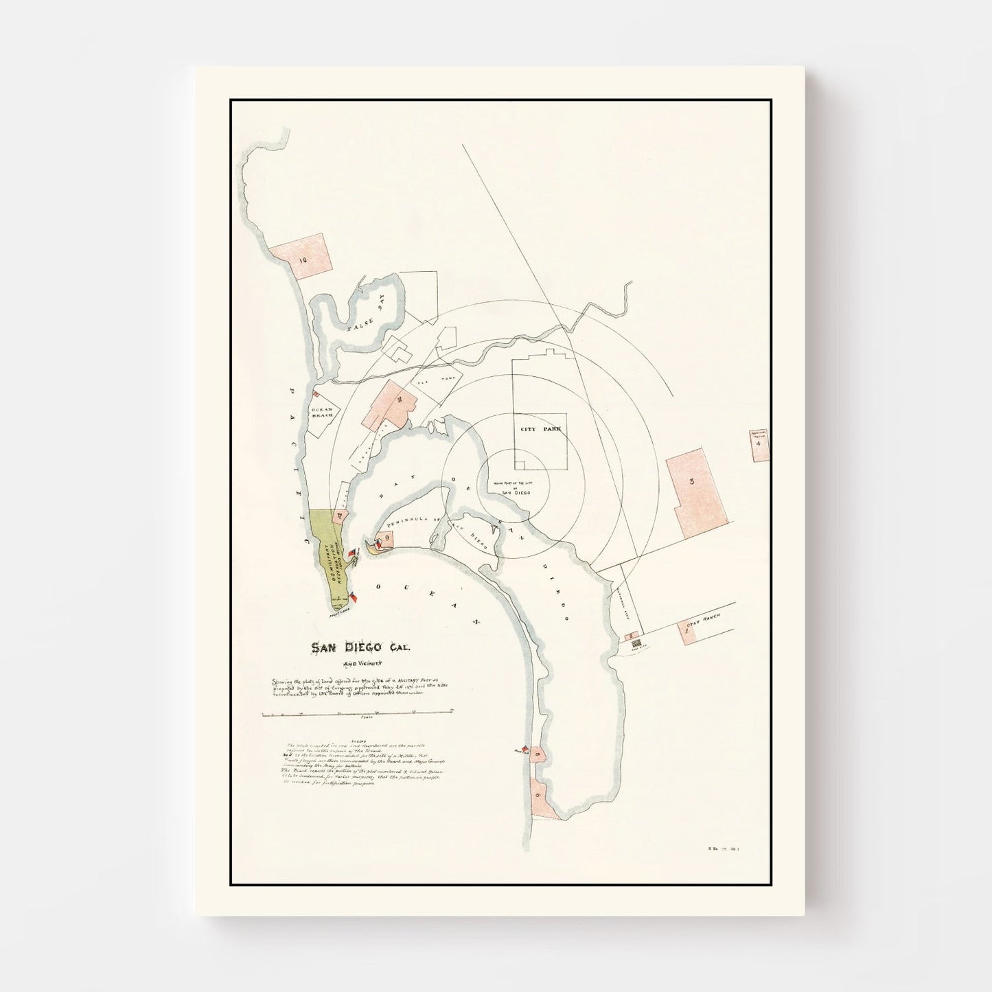 Vintage Map of San Diego, California, 1891 III