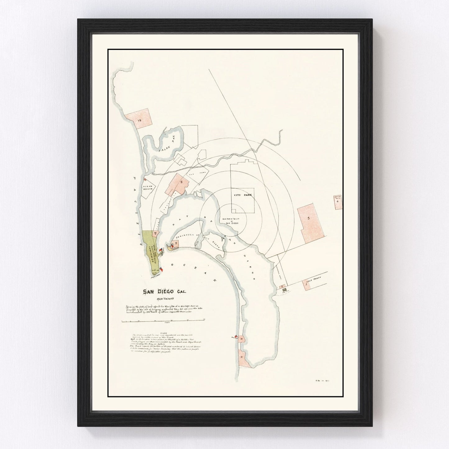 vintage map of San Diego, California, 1891