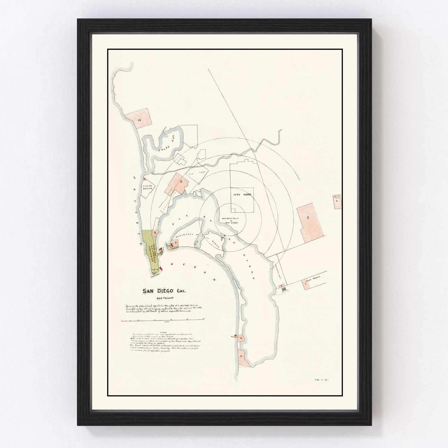 vintage map of San Diego, California, 1891