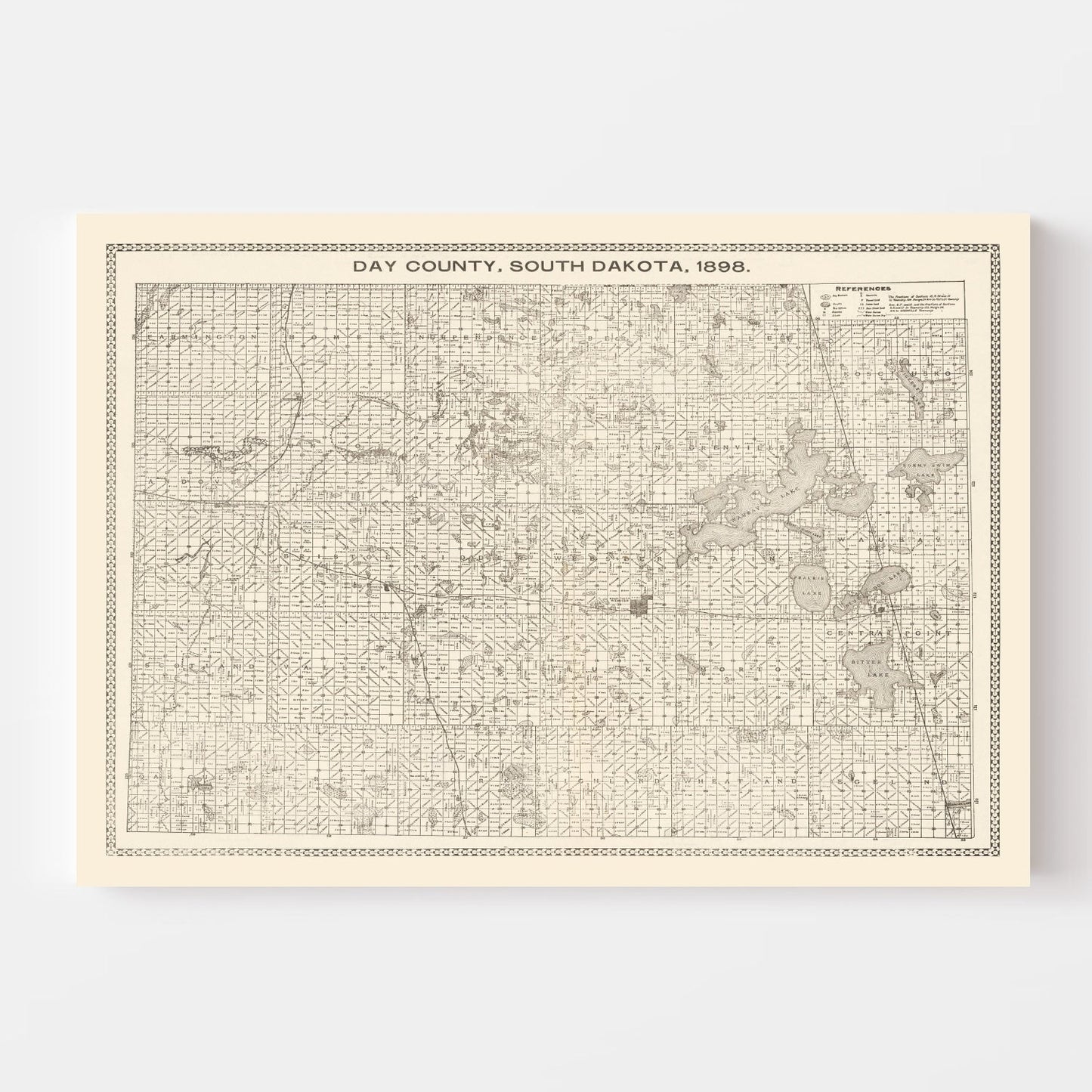 Vintage Map of Day County, South Dakota 1898