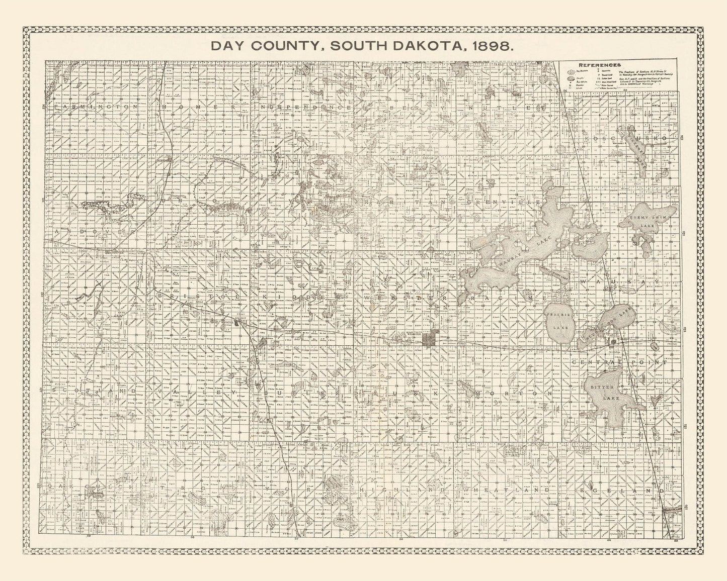 Vintage Map of Day County, South Dakota 1898