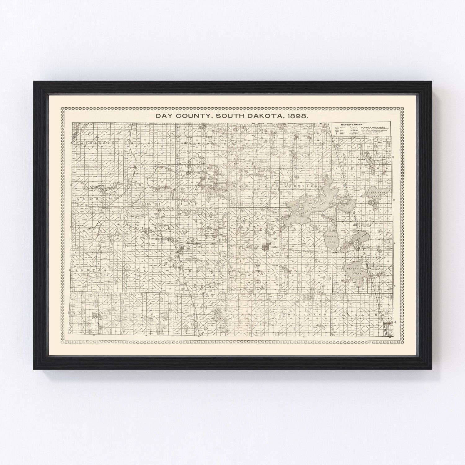 Vintage map of Day County, South Dakota, 1898