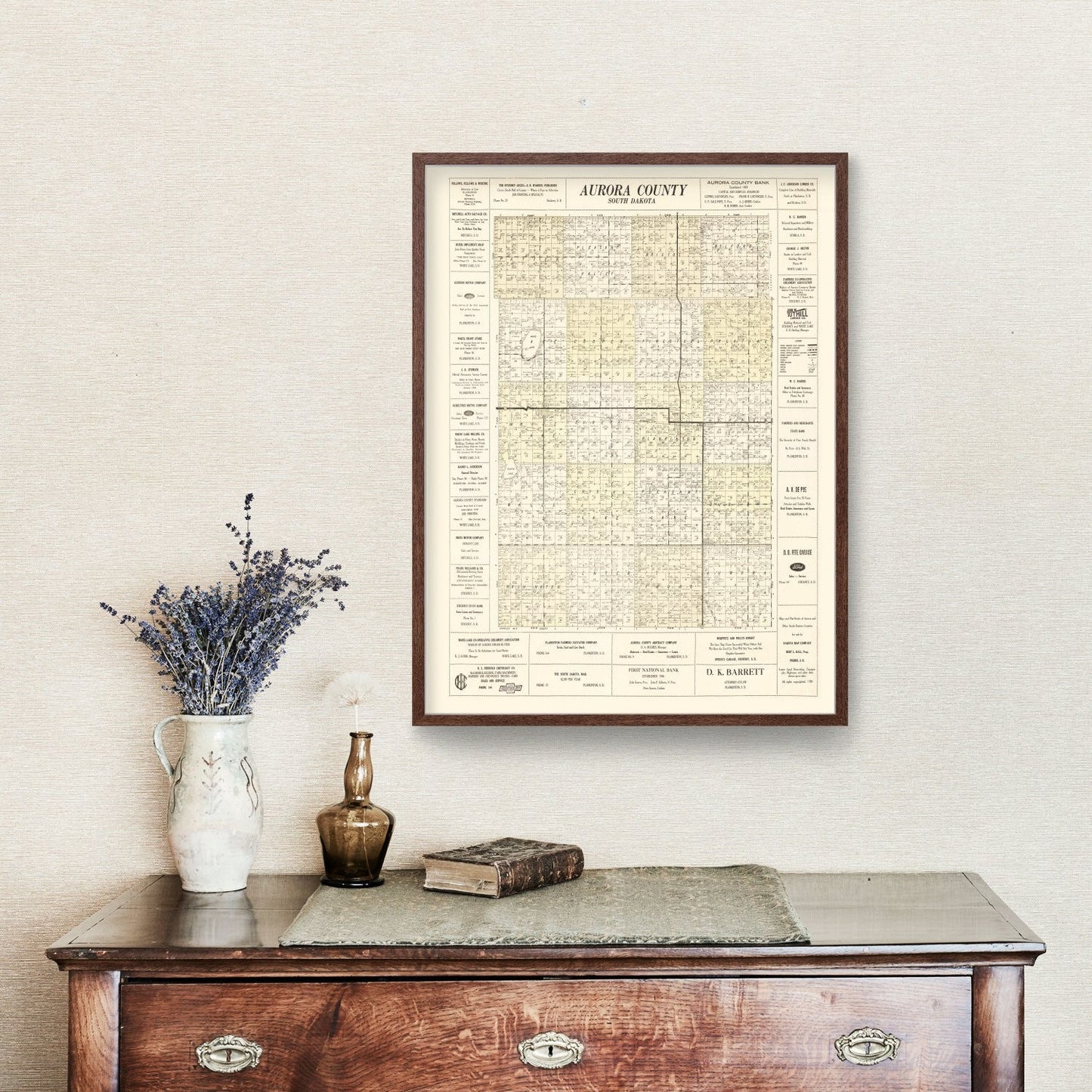 Vintage Map of Aurora County, South Dakota, 1930