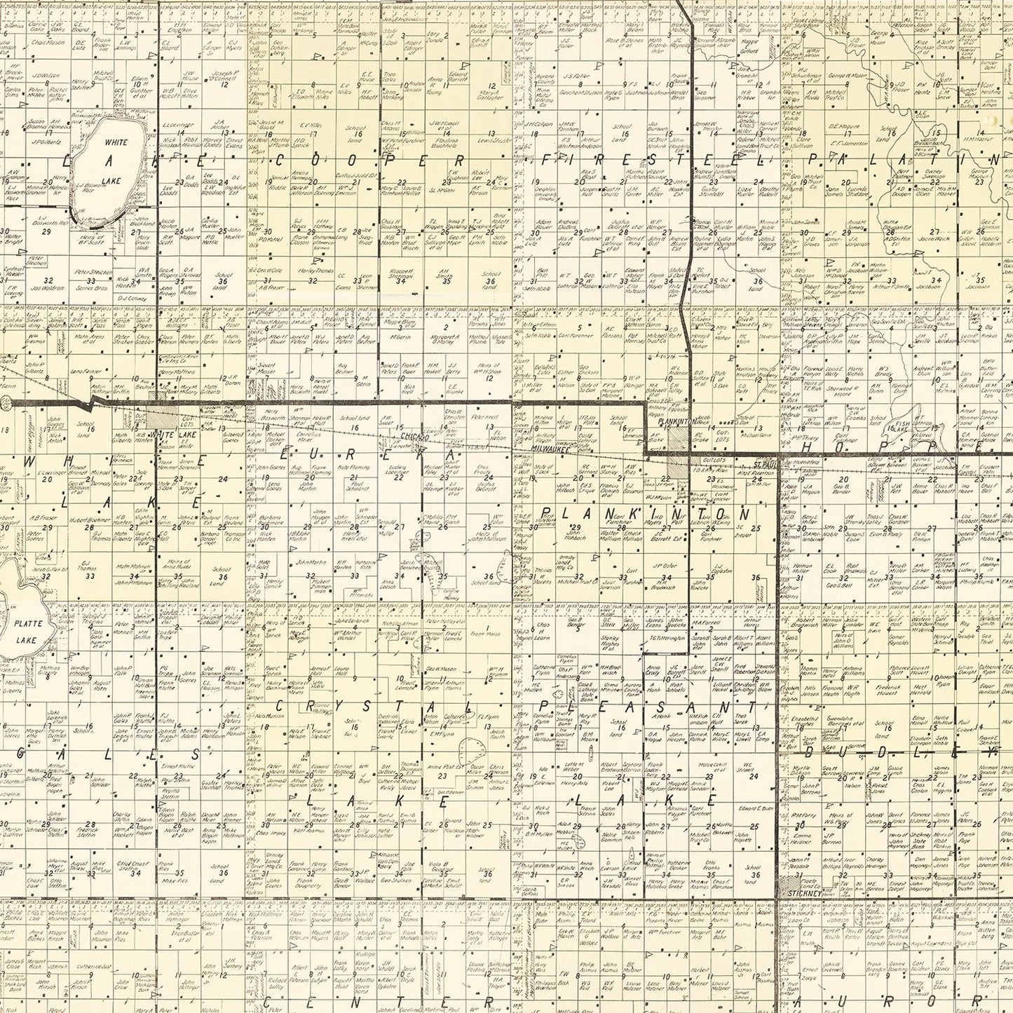 Vintage Map of Aurora County, South Dakota, 1930
