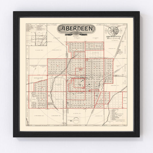 Vintage map of Aberdeen, South Dakota, 1888 - restored print