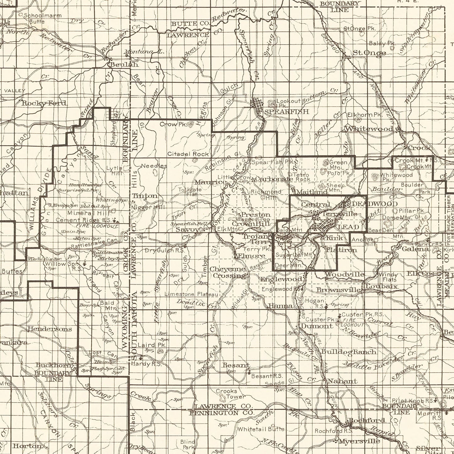 Vintage Black Hills National Forest Map, 1917