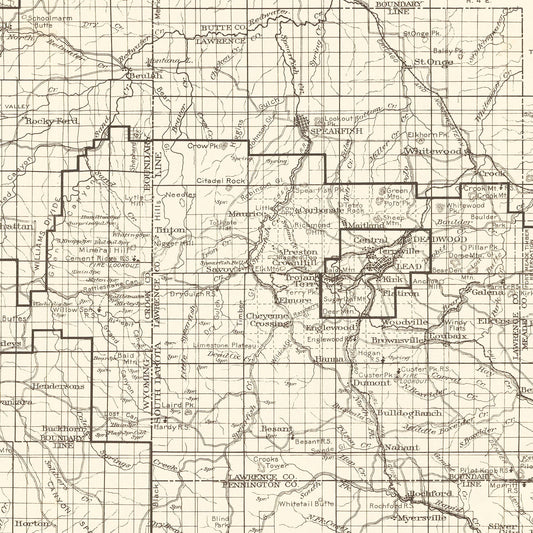 Vintage Black Hills National Forest Map, 1917