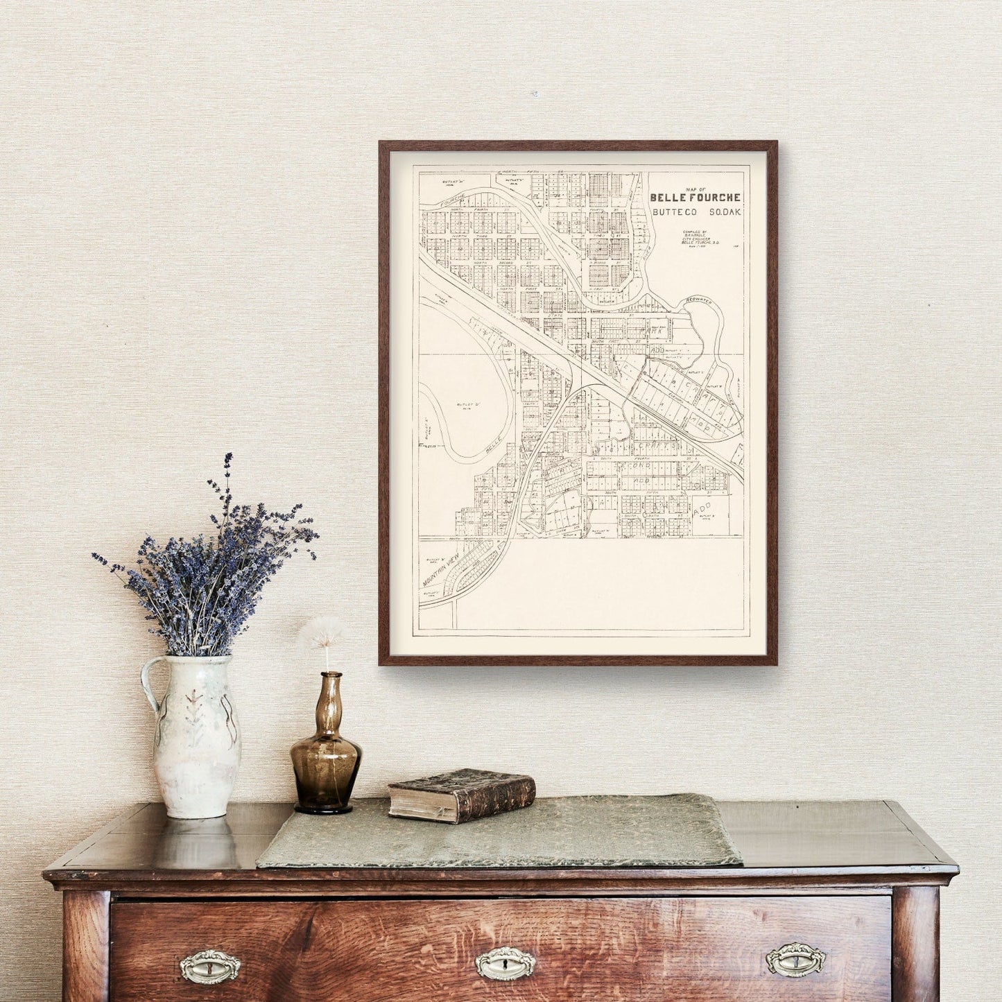 Vintage Map of Belle Fourche, South Dakota, 1949 Wall Art
