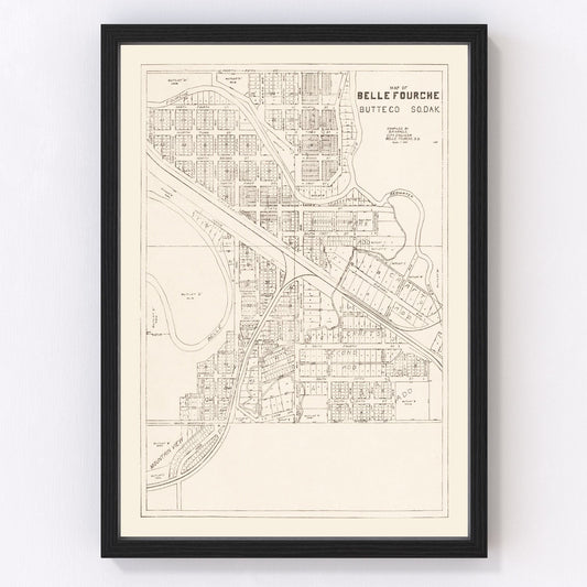 Vintage map of Belle Fourche, South Dakota, 1949 - wall art