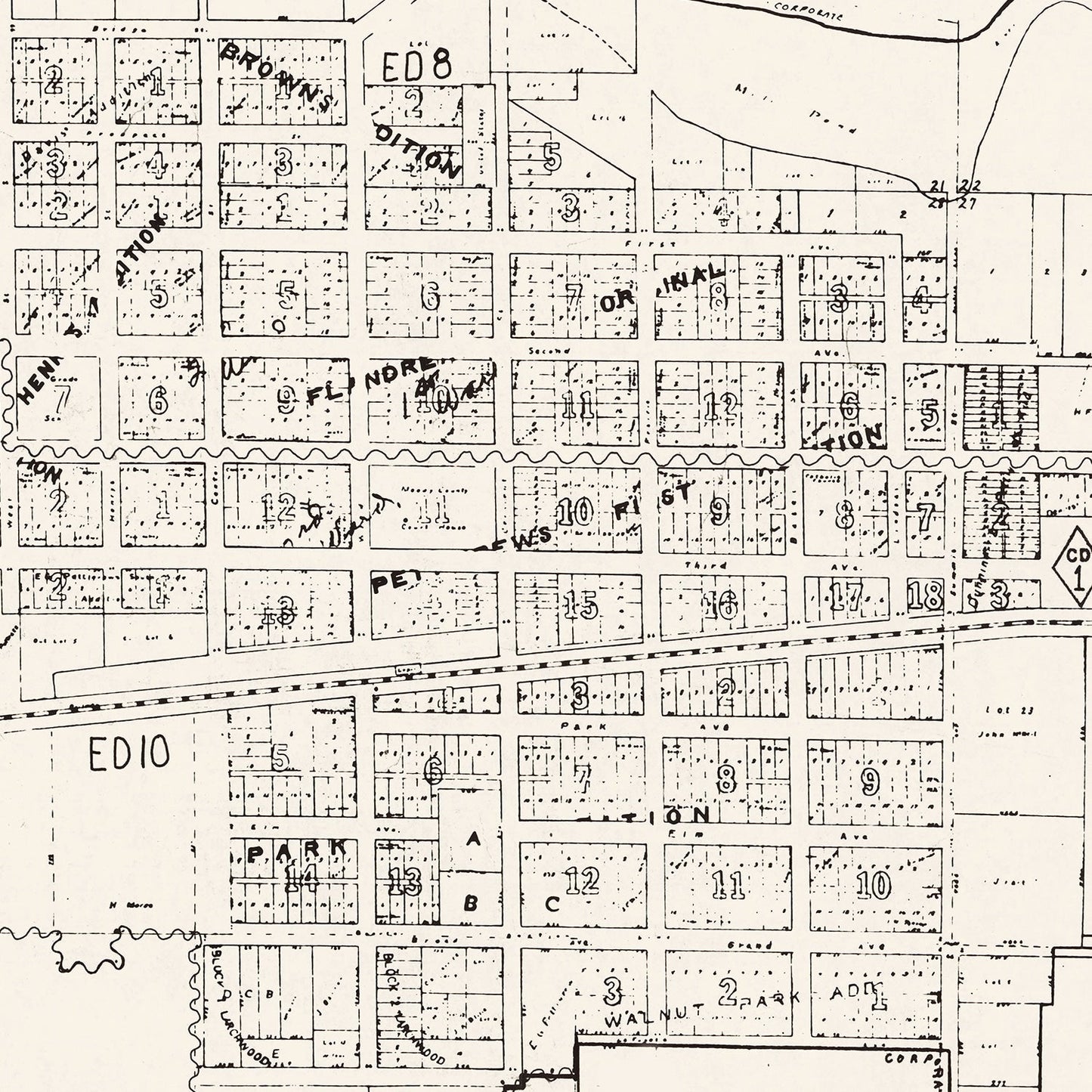 Vintage Map of Flandreau, South Dakota 1970