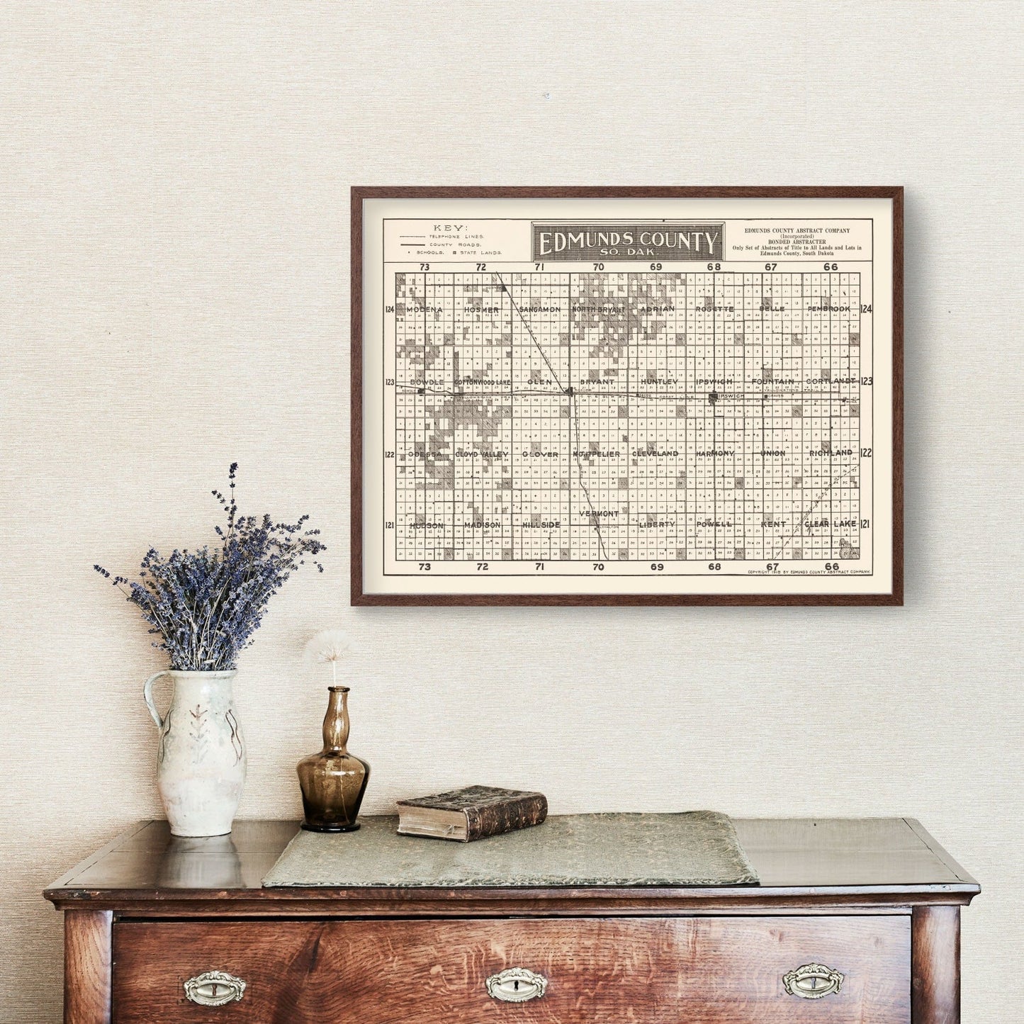 Vintage Map of Edmunds County, South Dakota, 1918