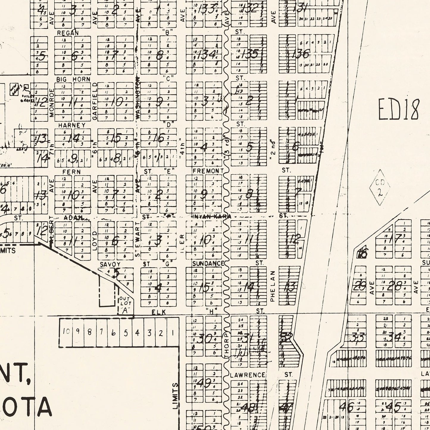 Vintage Map of Edgemont, South Dakota, 1970