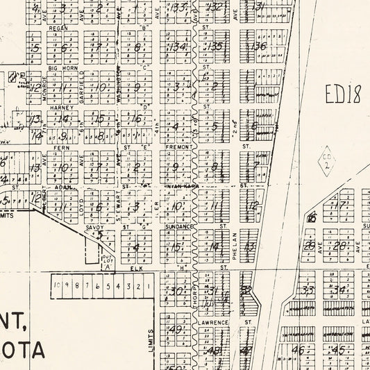 Vintage Map of Edgemont, South Dakota, 1970