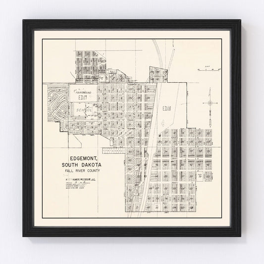Vintage map of Edgemont, South Dakota, 1970