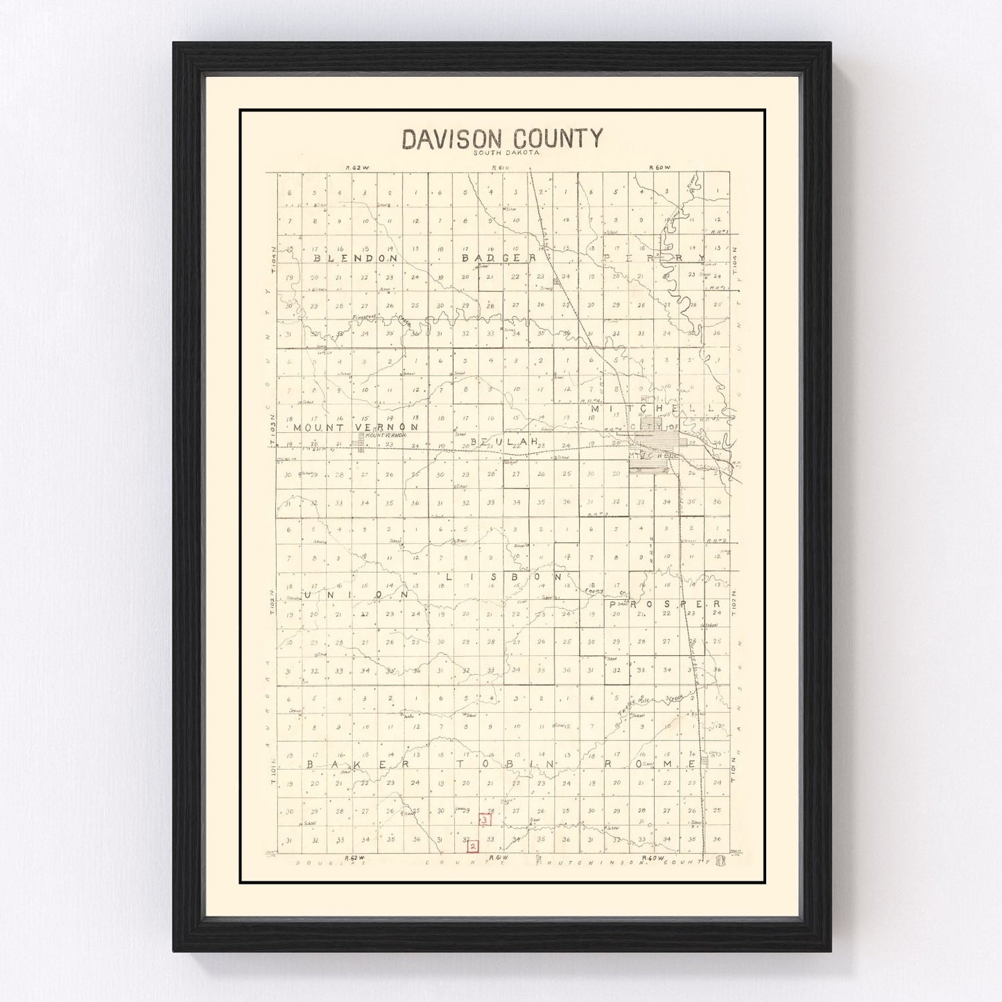 Vintage map of Davison County, South Dakota, 1900