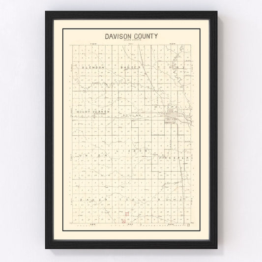 Vintage map of Davison County, South Dakota, 1900