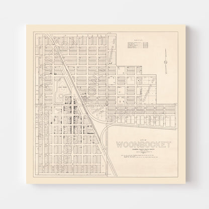 Vintage Map of Woonsocket, South Dakota, 1950