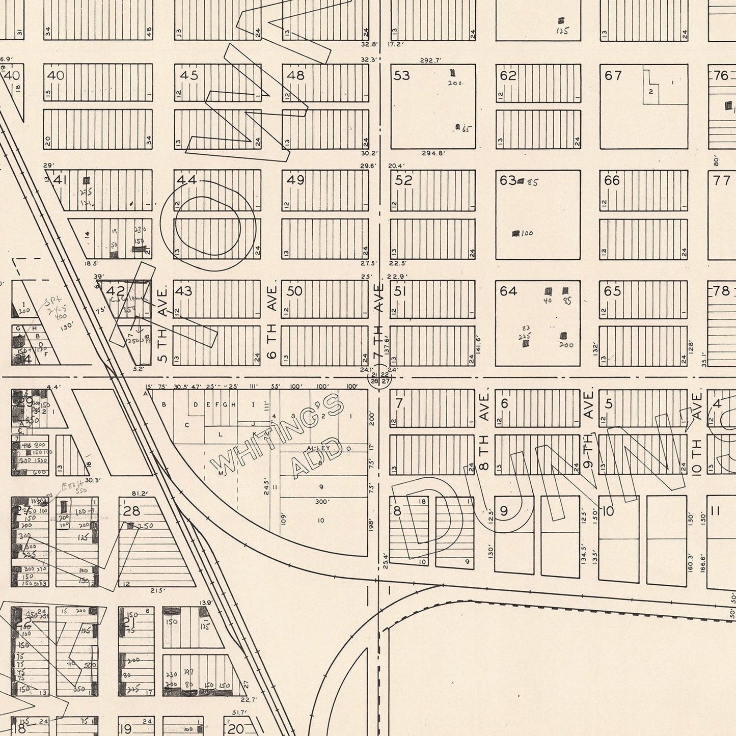 Vintage Map of Woonsocket, South Dakota, 1950