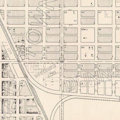 Vintage Map of Woonsocket, South Dakota, 1950