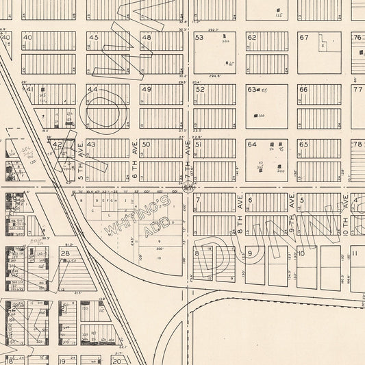 Vintage Map of Woonsocket, South Dakota, 1950
