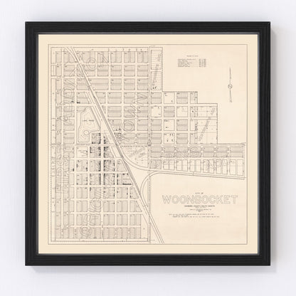 Vintage map of Woonsocket, South Dakota, 1950, Sanborn County restored