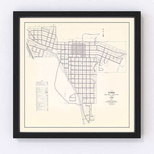 Vintage map of Sturgis, Meade County, South Dakota, 1969