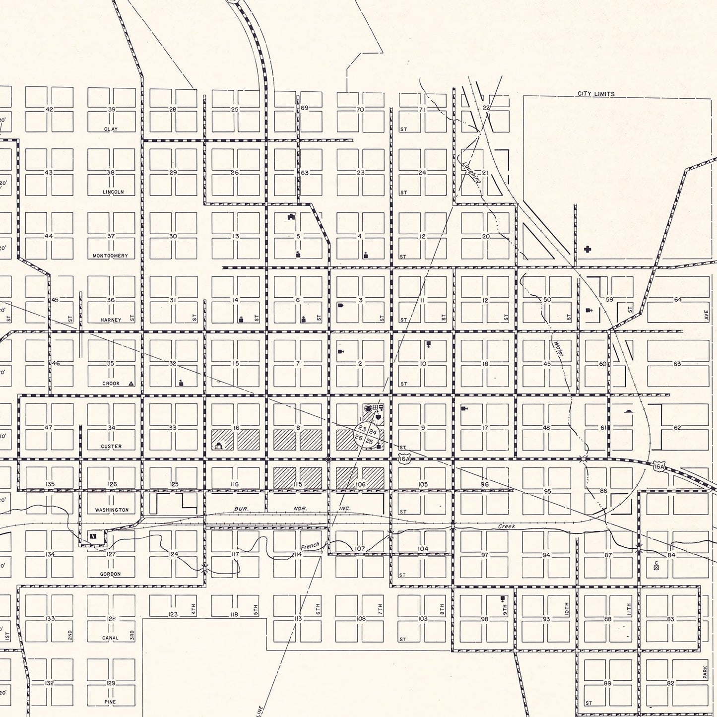 Vintage Map of Custer, South Dakota, 1969