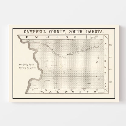 Vintage Map of Campbell County, South Dakota, 1908