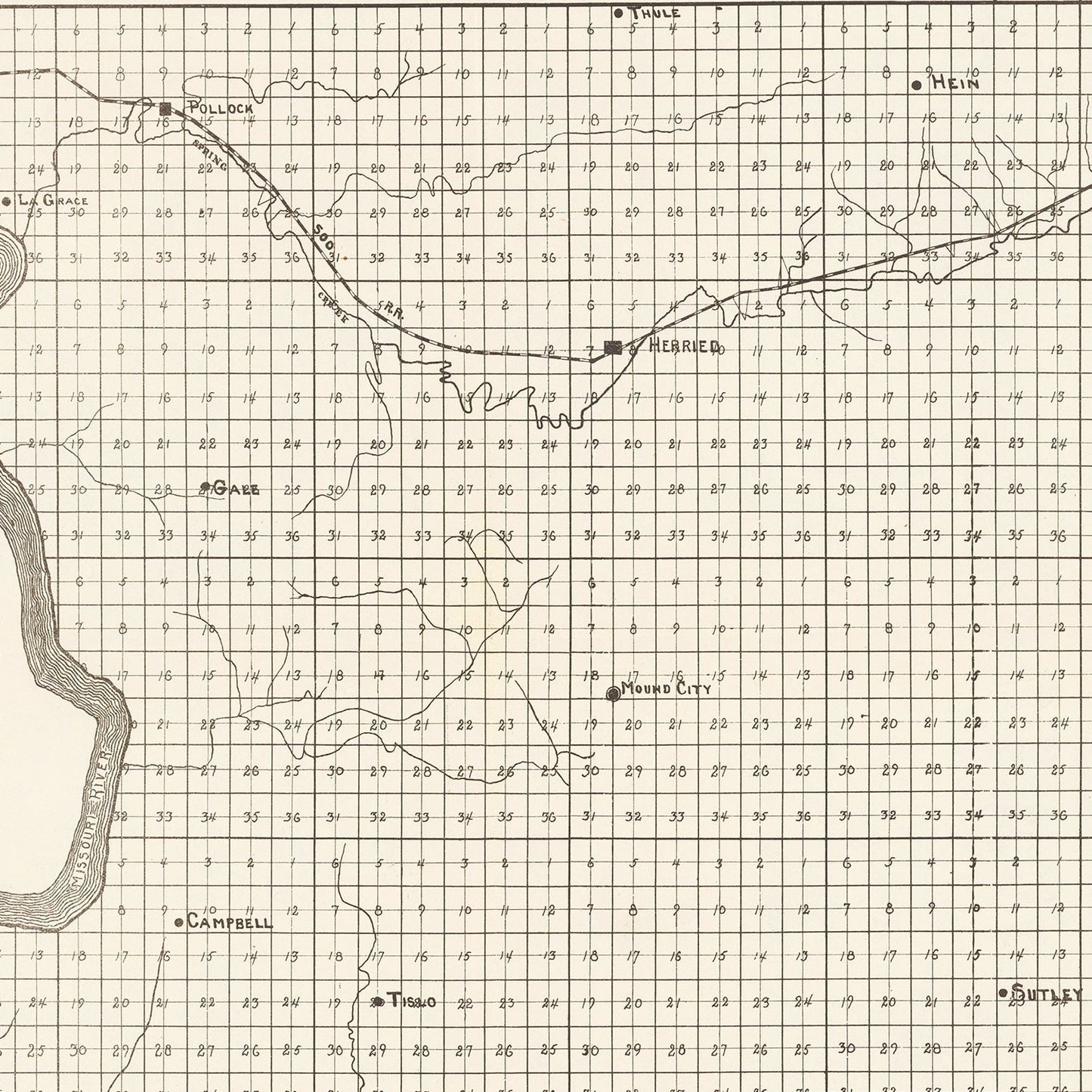Vintage Map of Campbell County, South Dakota, 1908