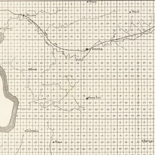 Vintage Map of Campbell County, South Dakota, 1908