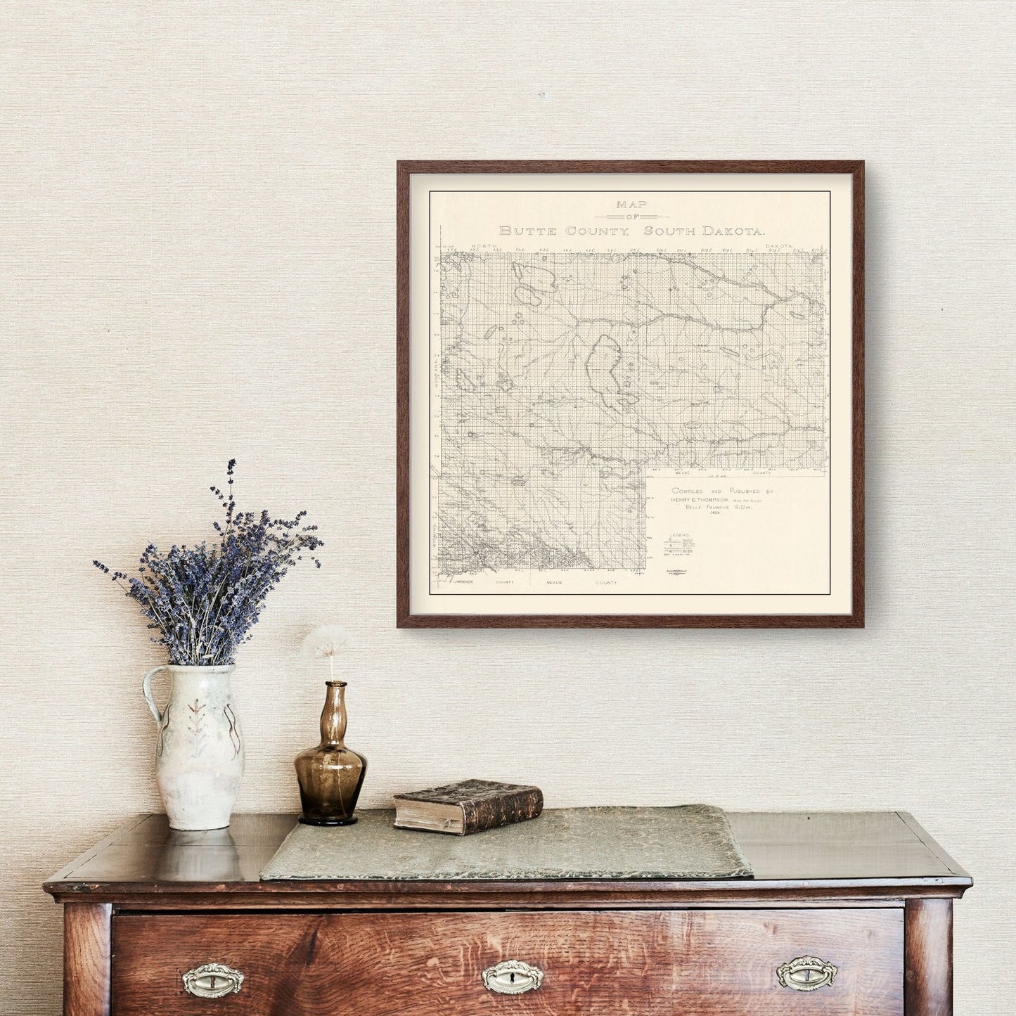 Vintage Map of Butte County, South Dakota, 1902