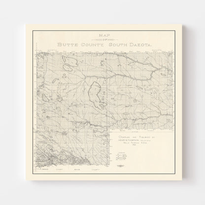 Vintage Map of Butte County, South Dakota, 1902