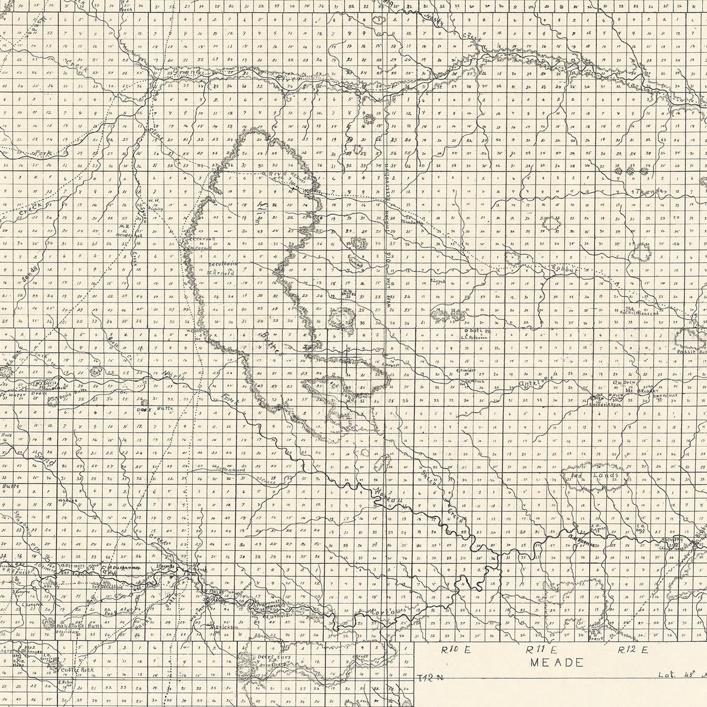 Vintage Map of Butte County, South Dakota, 1902