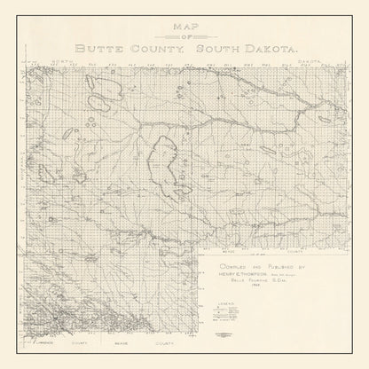 Vintage Map of Butte County, South Dakota, 1902