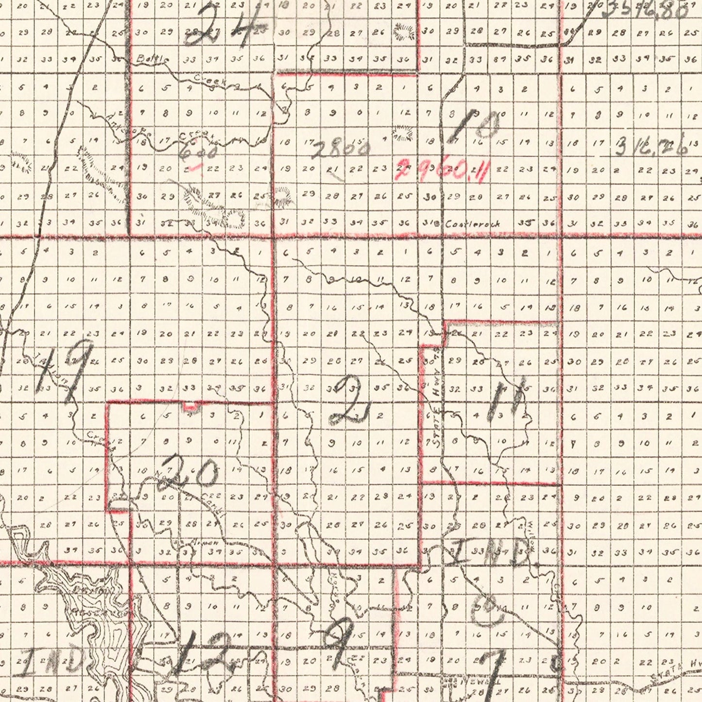 Vintage Map of Butte County, South Dakota, 1936